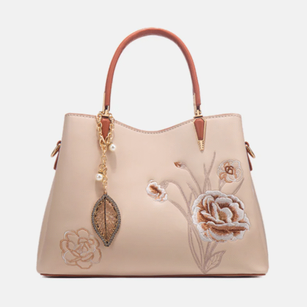 Embroidered Portable Ladies Bag (Lily Off White)